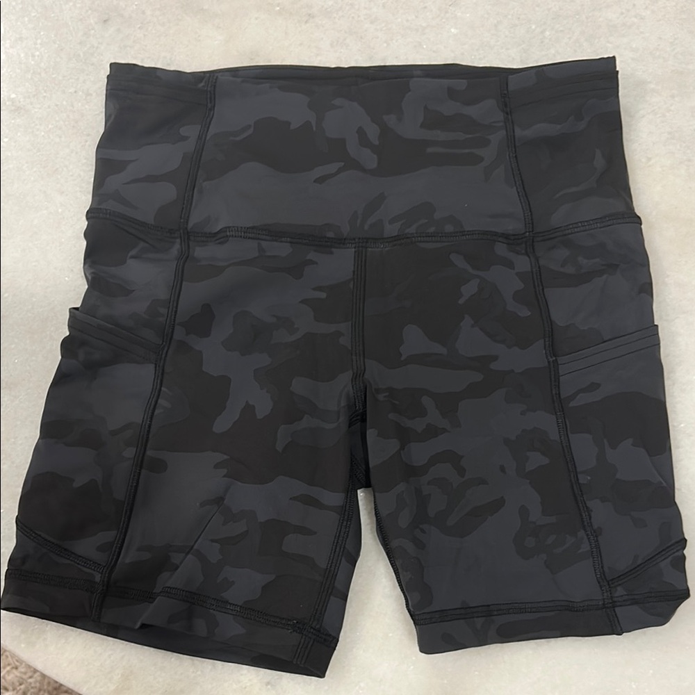 Lululemon Black Camo Biker Shorts